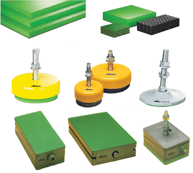 Las placas y bases verdes para control de vibración y nivelación que si funcionan
